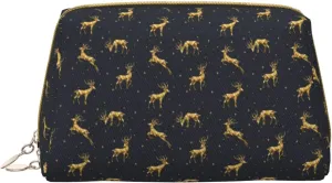 VOSERY Makeup Bag, Cosmetic Bags Travel Toiletry Bag for Women, Large Capacity Makeup Bag Organizer, Christmas Deers Make up Bag, Cute Makeup Pouch, Waterproof Leather Makeup Case