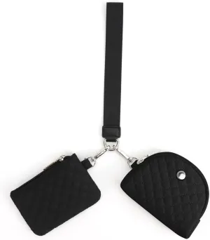 Wallet Wristlet for Women Zip Around Dual Pouch Wristlet Portable Detachable Coin Purse Pouch
