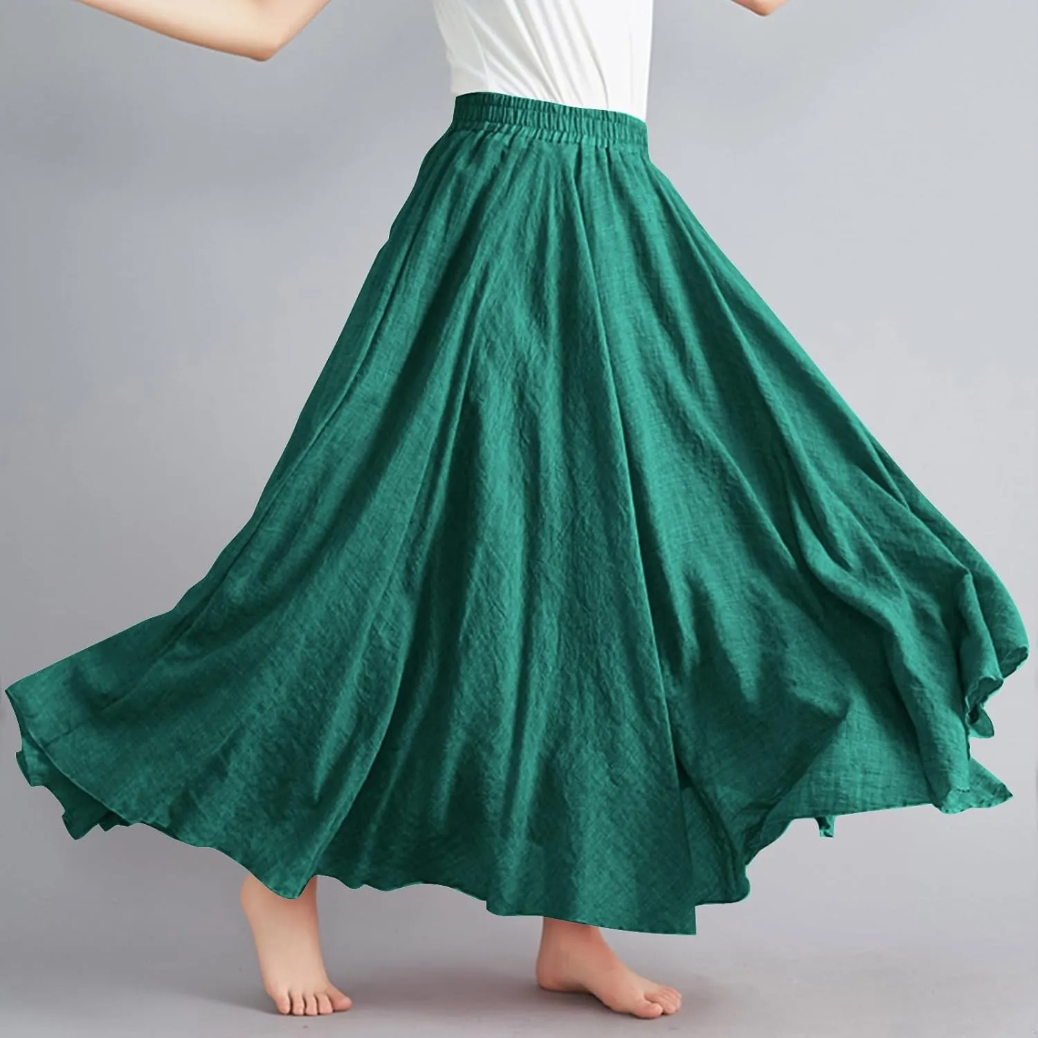 Women Lightweight Boho Maxi Skirts Flowy Beach Long Skirt Elastic Waist Pleated Swing Bohemian Skirts 2025 New