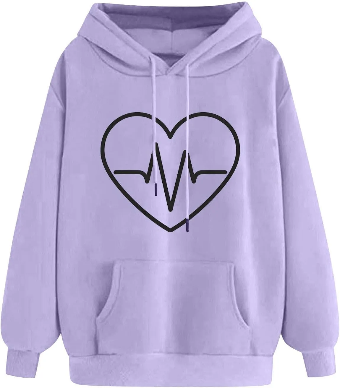 Women Oversized Graphic Hoodies 2024 Trendy Long Sleeve Sweatshirts Casual Drawstring Pullover Tops With Pockets