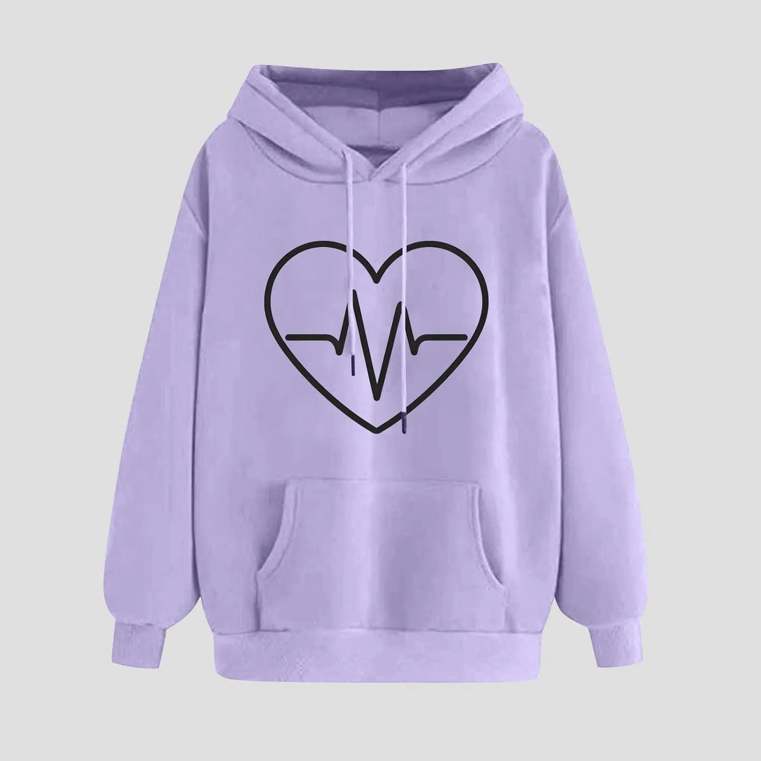 Women Oversized Graphic Hoodies 2024 Trendy Long Sleeve Sweatshirts Casual Drawstring Pullover Tops With Pockets