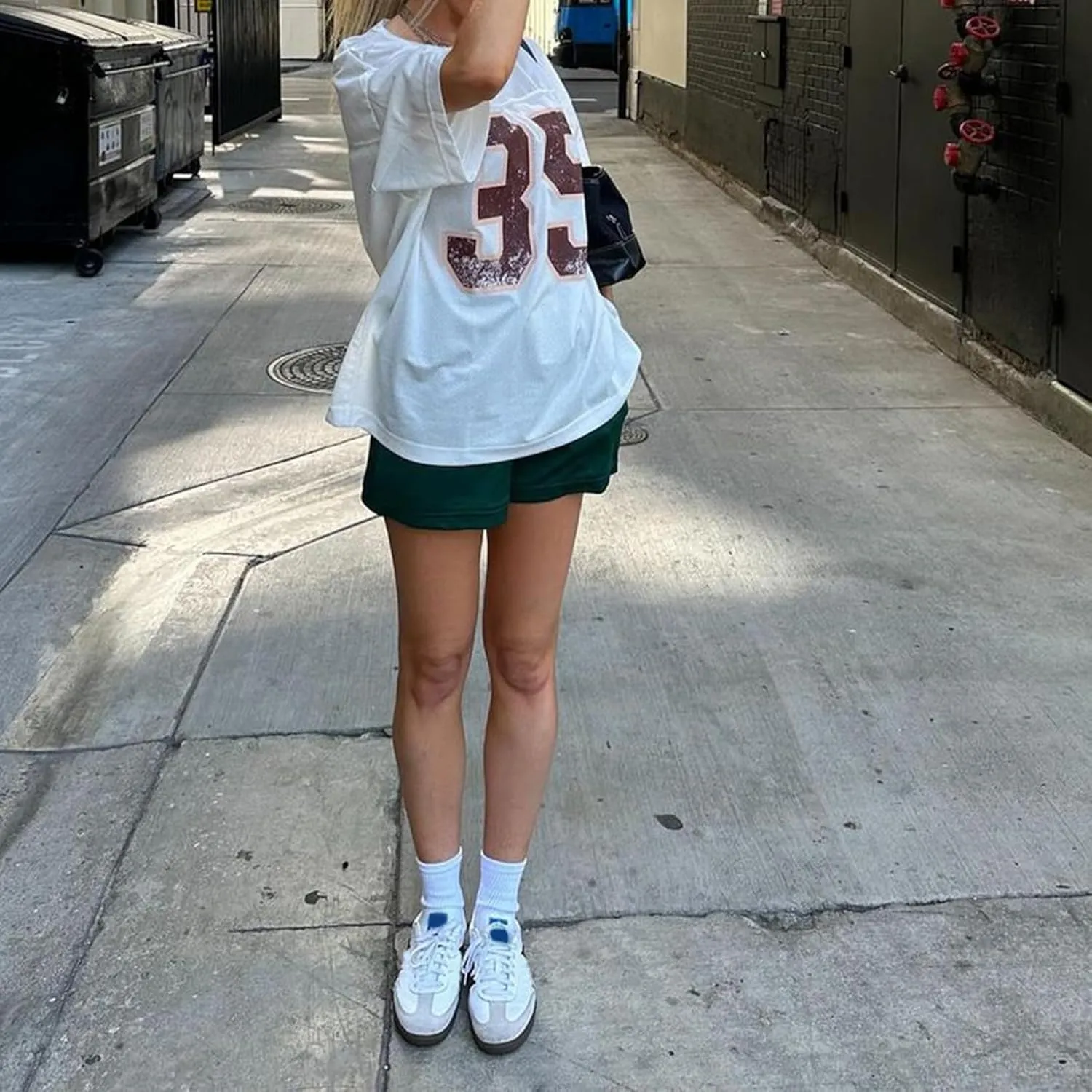 Women Y2k Oversized Jersey Shirt Number Print Short Sleeve V Neck Mesh T Shirt Summer Casual Grunge Sporty Streetwear