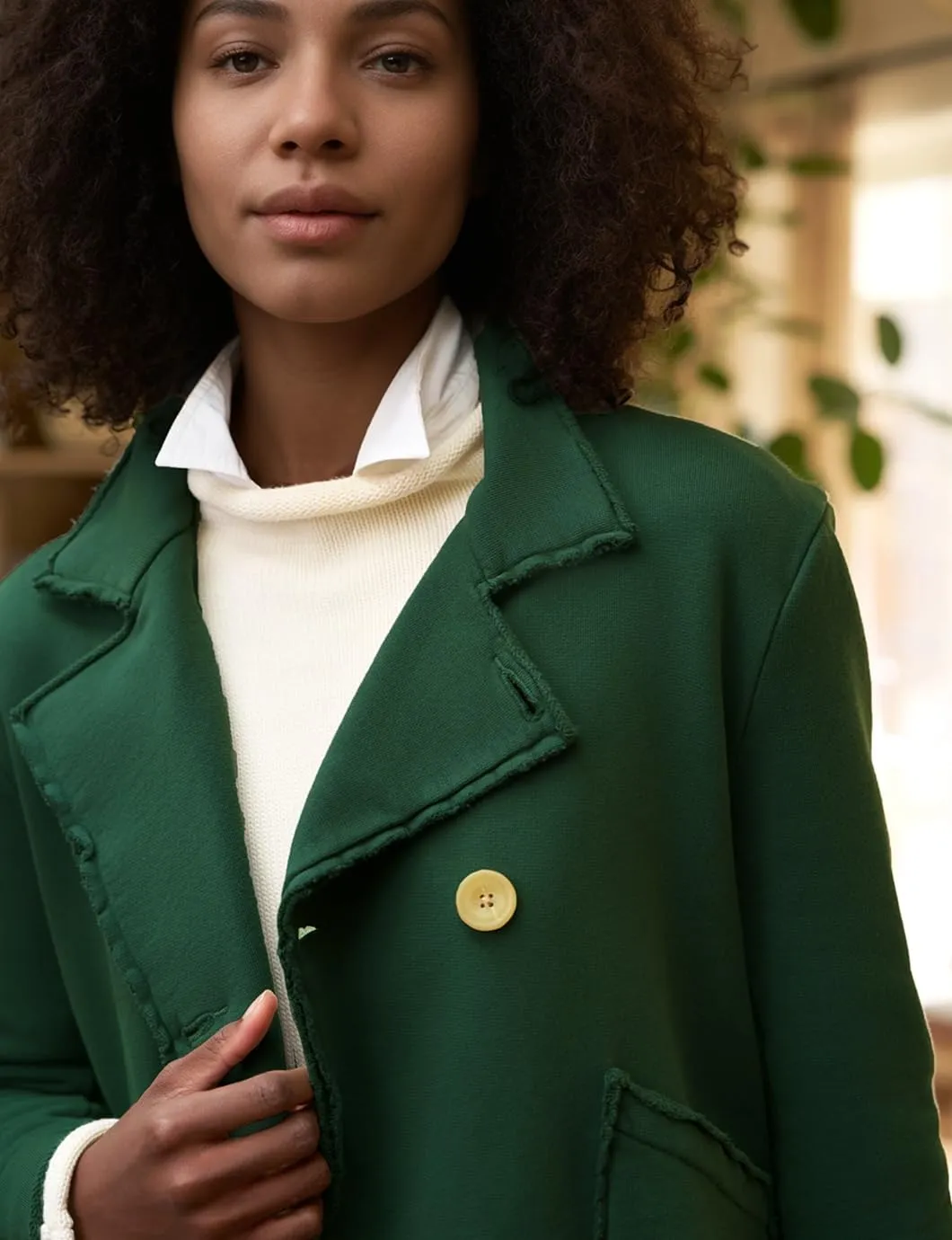 Womens Cropped Pea Coat Notched Lapel Double Breasted Trench Overcoat Blazer Jacket with Pockets