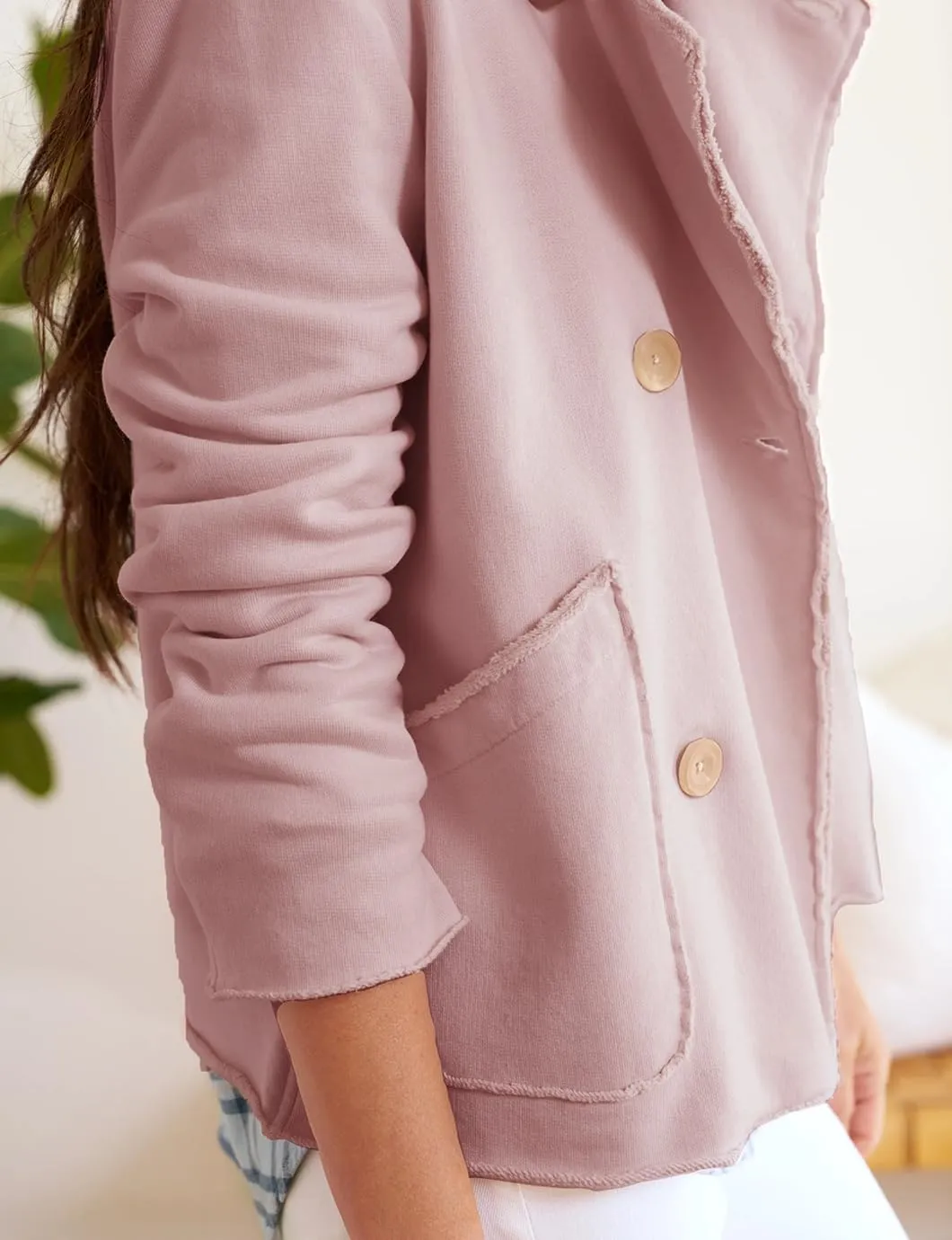 Women's Cropped Pea Coat Notched Lapel Double Breasted Trench Overcoat Blazer Jacket with Pockets