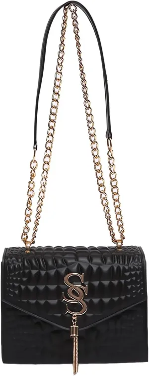 Women's Crossbody With Tassel Chain Clutch Bags, Fashion Versatile Handbags Shoulder Bags Satchel Bags Black