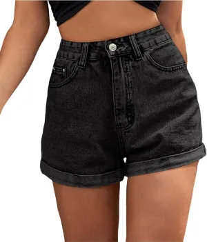 Women's Elastic Waist Drawstring Casual High Waist Rugged Denim Shorts Women's Fashion Short Skirts for Women