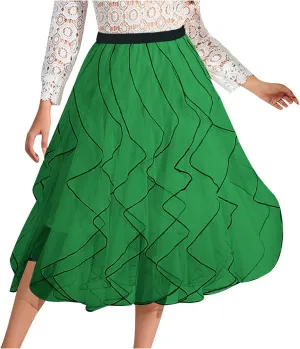 Women's Flowy Mid-Calf Length Skirts Casual Trendy High Waist Midi Skirt Elegant A Line Summer Bohemian Skirt