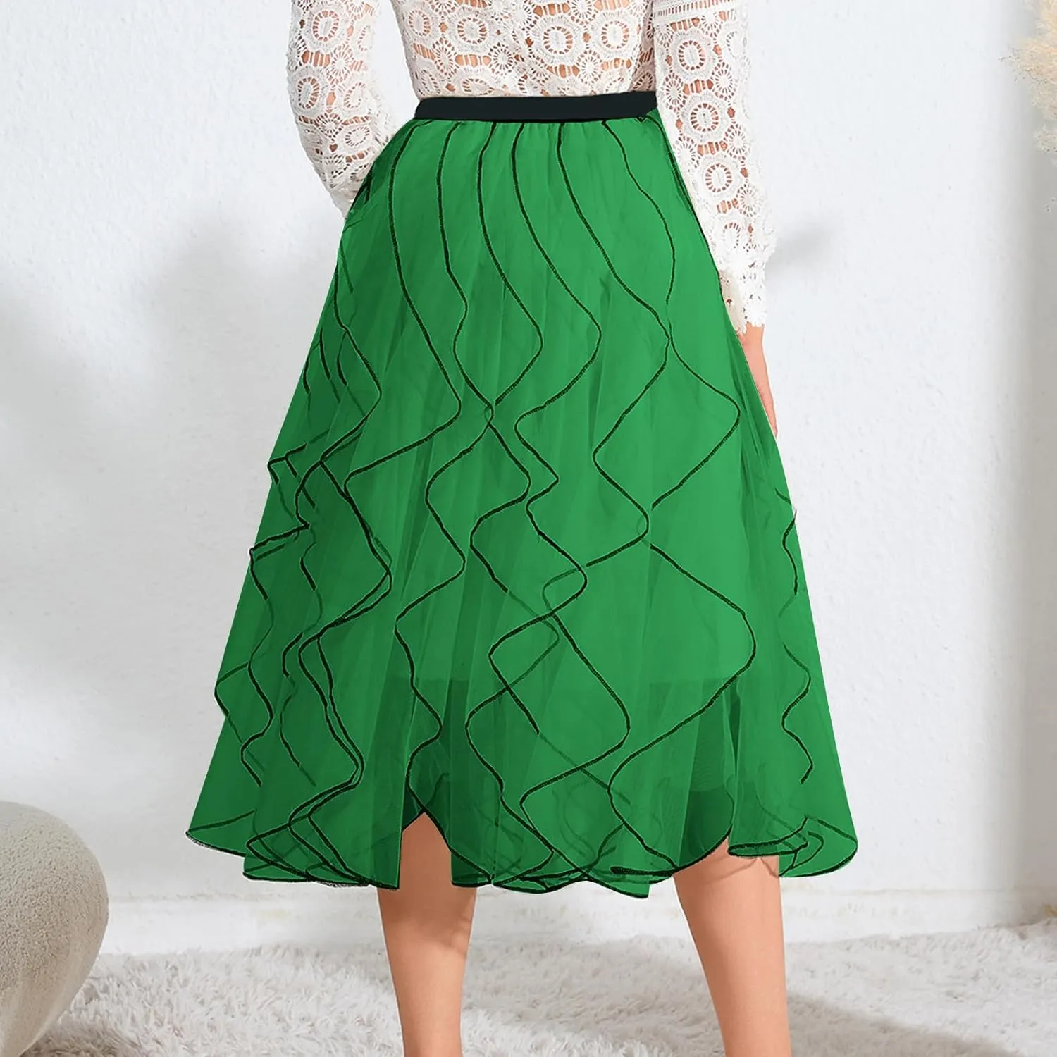 Women's Flowy Mid-Calf Length Skirts Casual Trendy High Waist Midi Skirt Elegant A Line Summer Bohemian Skirt