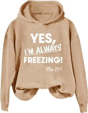 Womens Hoodies Letter Print Long Sleeve Sweatshirts Casual Loose Comfy Pullover Tops Winter Fashion Outfits 2024