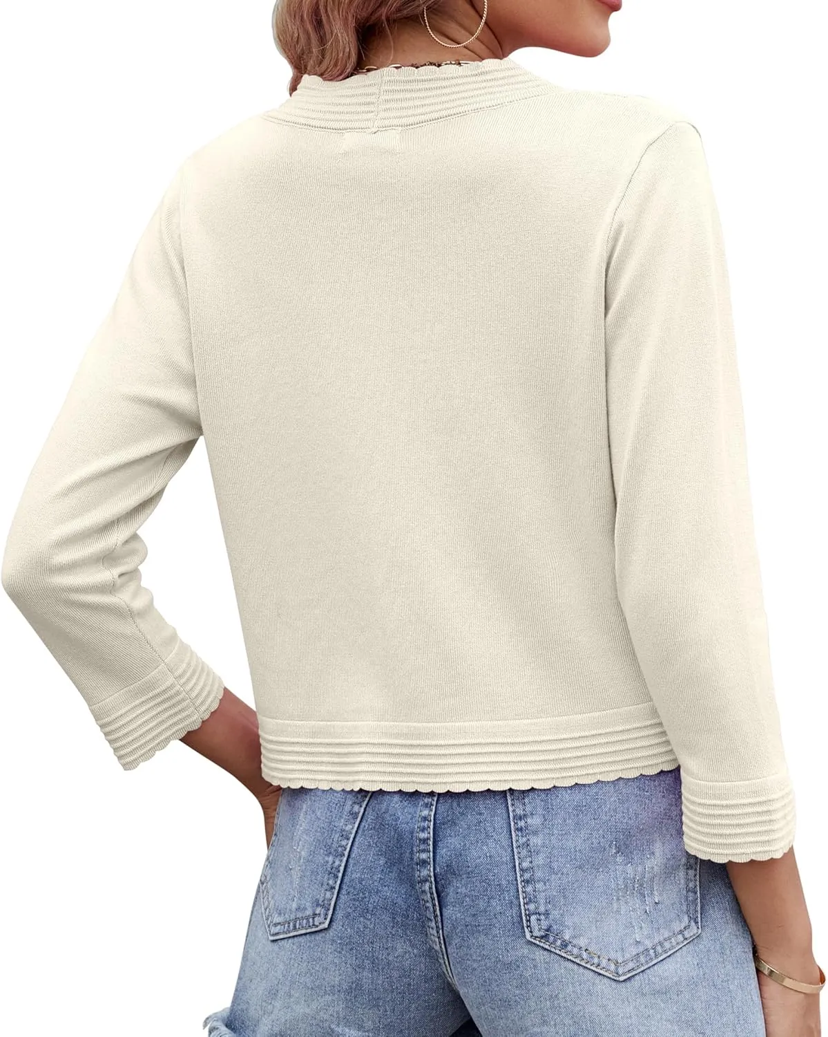 Women's Long Sleeve Knitted Cardigan Solid Color Open Front Tops Shrug