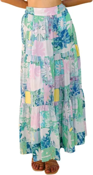Women's Midi Skirt Summer 2025 Beach Boho Casual Maxi High Waist Vacation Skirts Floral Print Flowy Long Pleated Skirt
