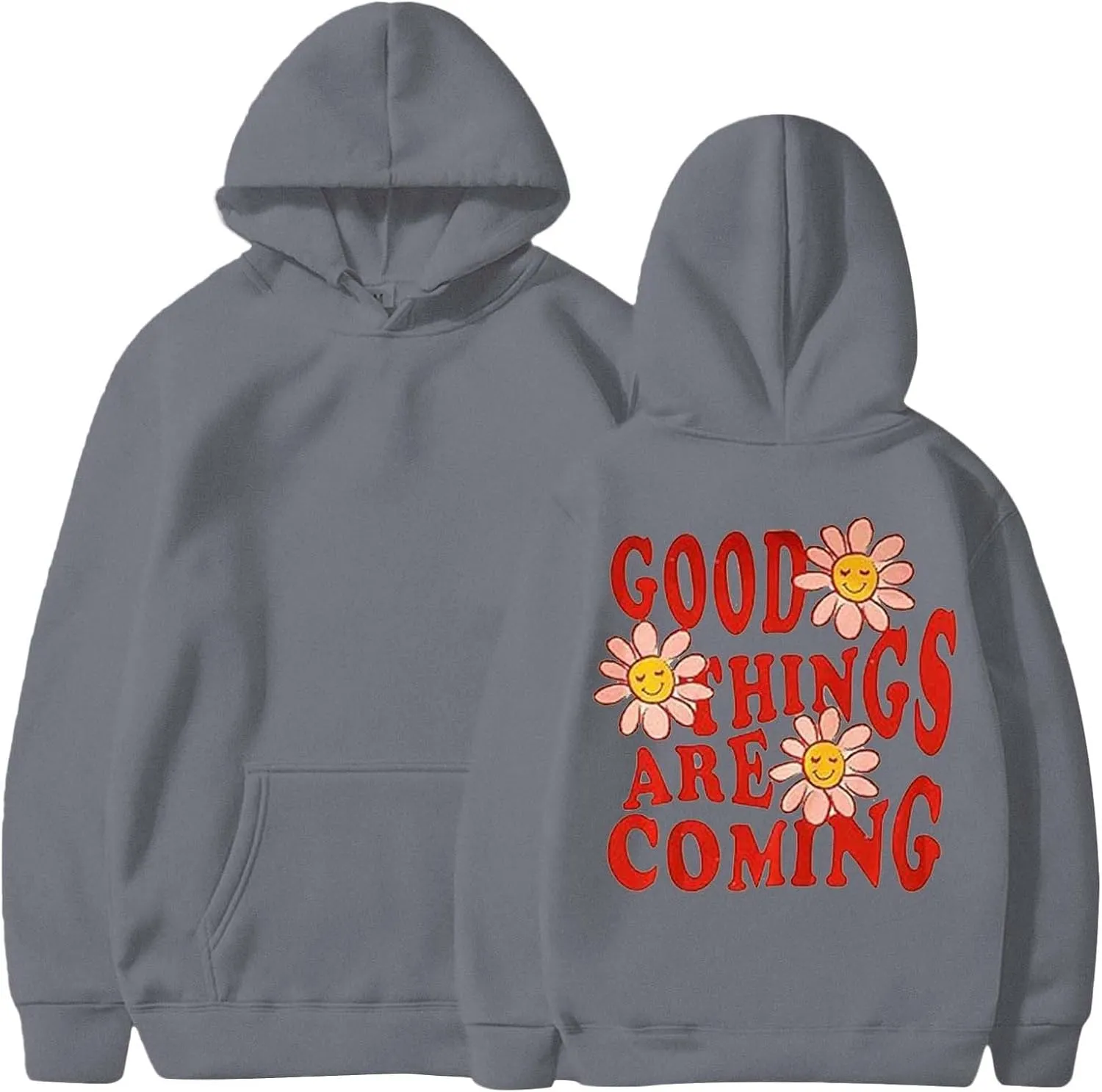 Womens Oversized Hoodie Love Yourself Print Top Sweatshirt Cotton Fleece Hoodies for Women