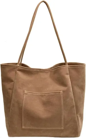 Women's Retro Large Tote Bags Leather Slouchy Bag Hobo Handbag Suede Purse PU Bag Work Office Handbag 2024