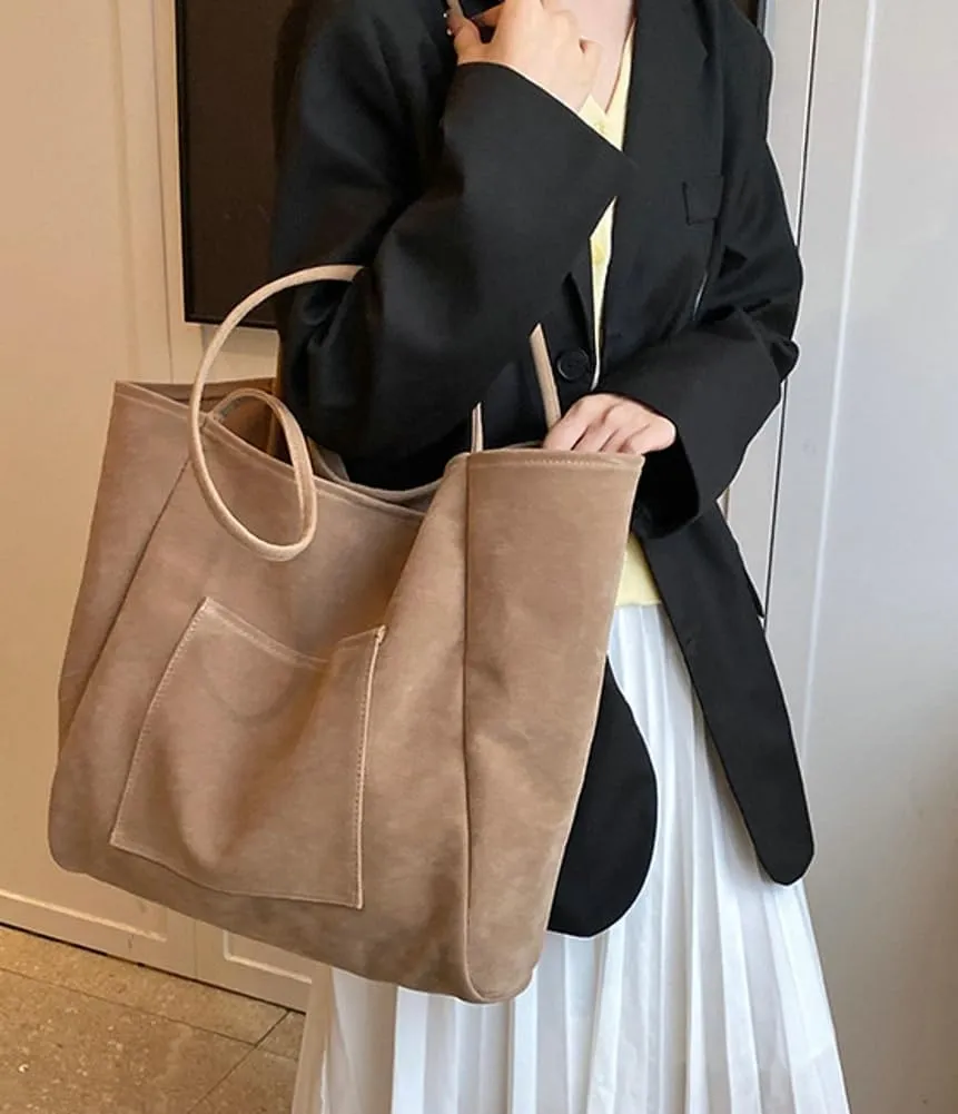 Women's Retro Large Tote Bags Leather Slouchy Bag Hobo Handbag Suede Purse PU Bag Work Office Handbag 2024