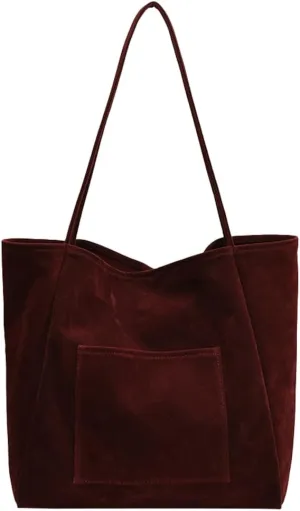 Women's Retro Large Tote Bags Leather Slouchy Bag Hobo Handbag Suede Purse PU Bag Work Office Handbag 2024