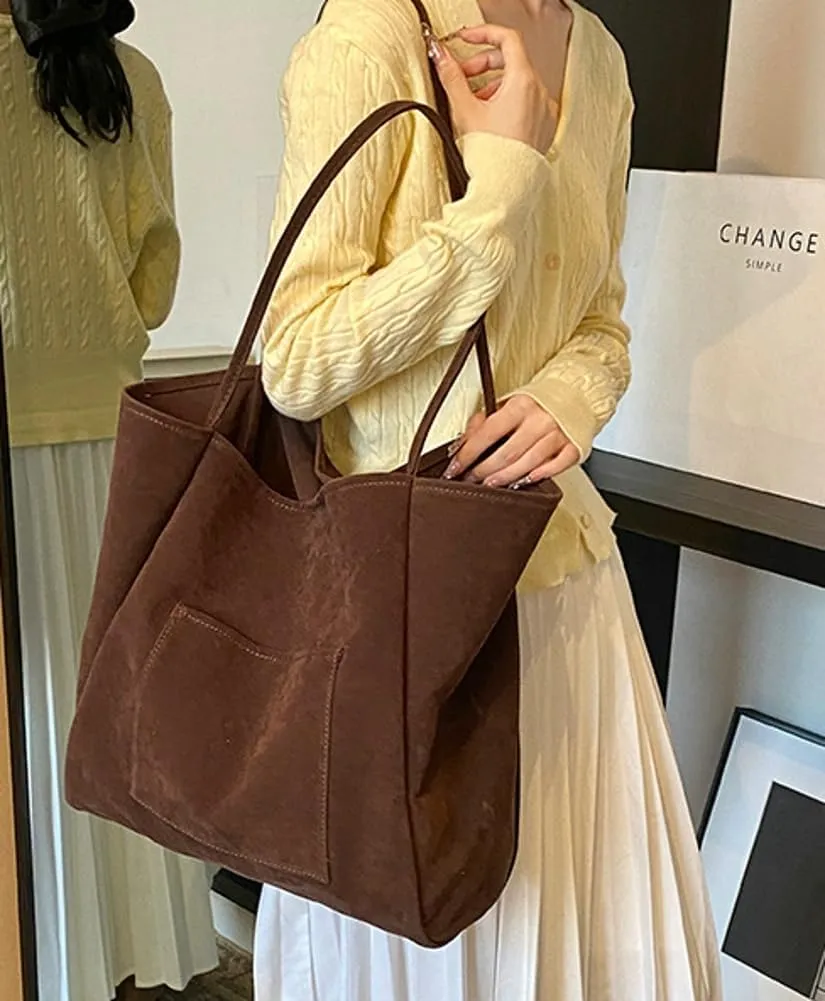 Women's Retro Large Tote Bags Leather Slouchy Bag Hobo Handbag Suede Purse PU Bag Work Office Handbag 2024