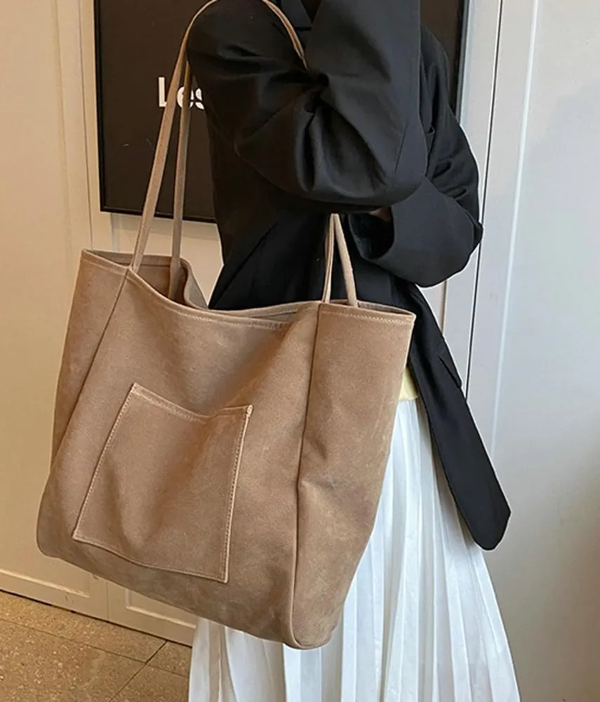 Women's Retro Large Tote Bags Leather Slouchy Bag Hobo Handbag Suede Purse PU Bag Work Office Handbag 2024