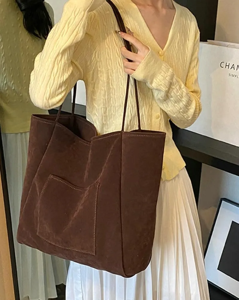 Women's Retro Large Tote Bags Leather Slouchy Bag Hobo Handbag Suede Purse PU Bag Work Office Handbag 2024