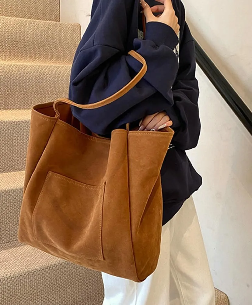 Women's Retro Large Tote Bags Leather Slouchy Bag Hobo Handbag Suede Purse PU Bag Work Office Handbag 2024