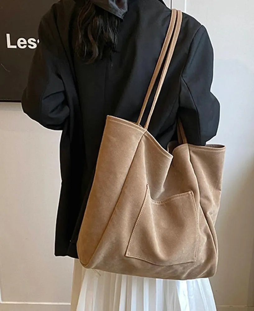 Women's Retro Large Tote Bags Leather Slouchy Bag Hobo Handbag Suede Purse PU Bag Work Office Handbag 2024