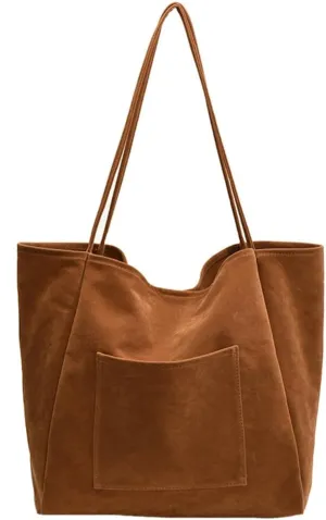 Women's Retro Large Tote Bags Leather Slouchy Bag Hobo Handbag Suede Purse PU Bag Work Office Handbag 2024