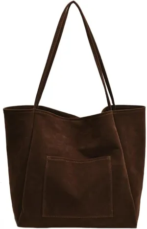 Women's Retro Large Tote Bags Leather Slouchy Bag Hobo Handbag Suede Purse PU Bag Work Office Handbag 2024