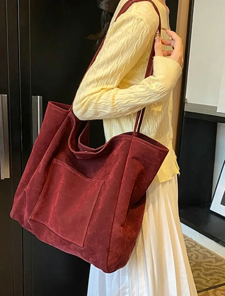 Women's Retro Large Tote Bags Leather Slouchy Bag Hobo Handbag Suede Purse PU Bag Work Office Handbag 2024