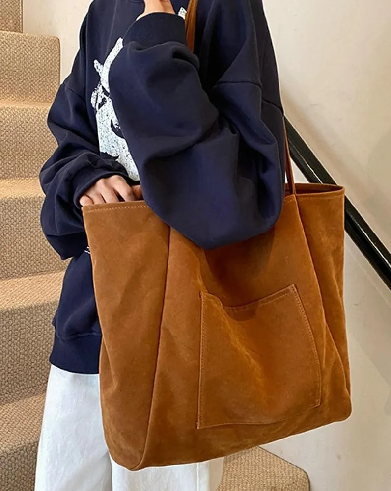Women's Retro Large Tote Bags Leather Slouchy Bag Hobo Handbag Suede Purse PU Bag Work Office Handbag 2024