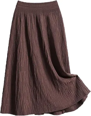 Women's Skirts Summer Elastic High Waisted Pleated Swing A-Line Skorts Casual Fashion Loose A-line Bohemian Skirt
