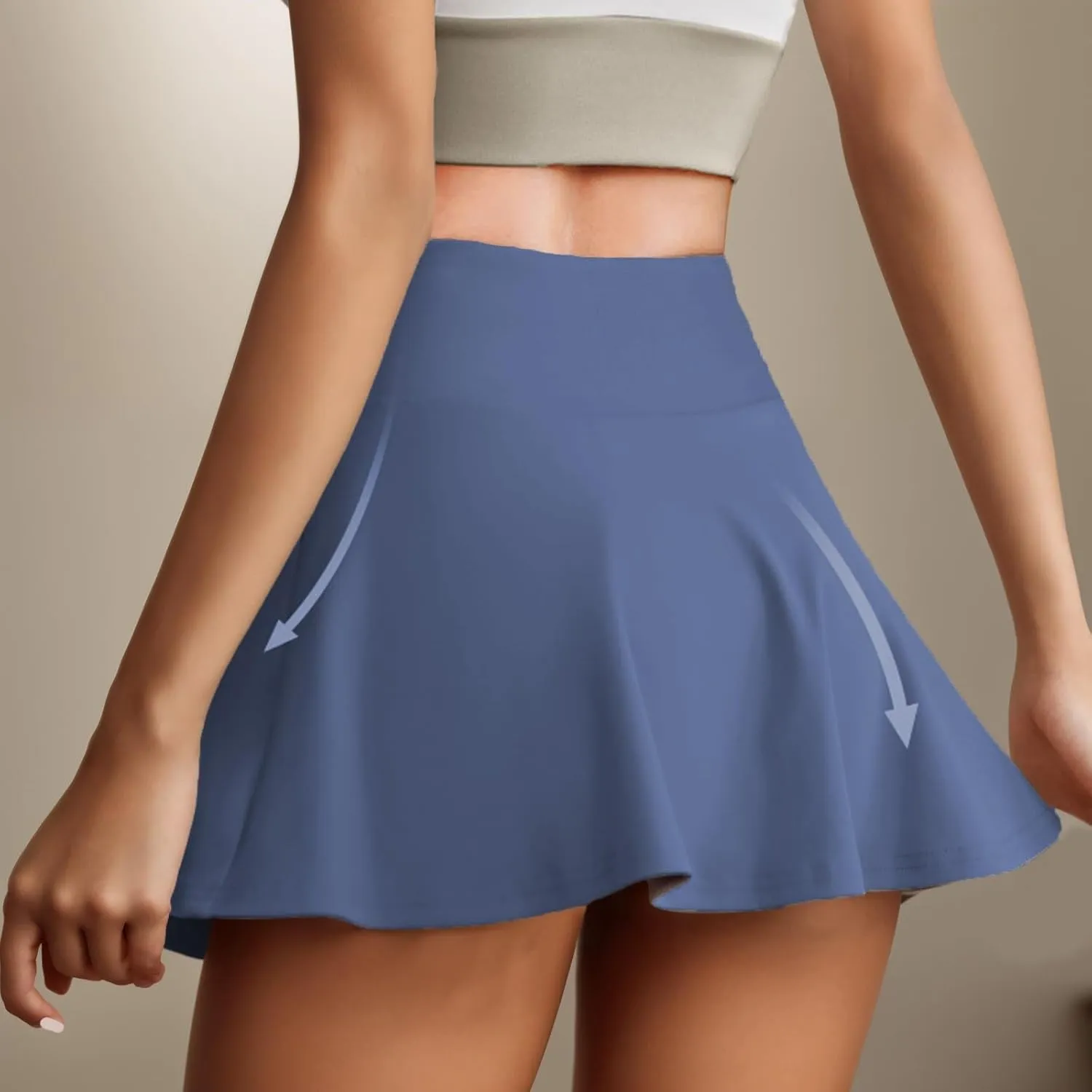 Women's Summer Sports Loose Trendy Quick Dry Elastic High Waist Solid Color Yoga Fitness Tennis Skirts, S-2XL