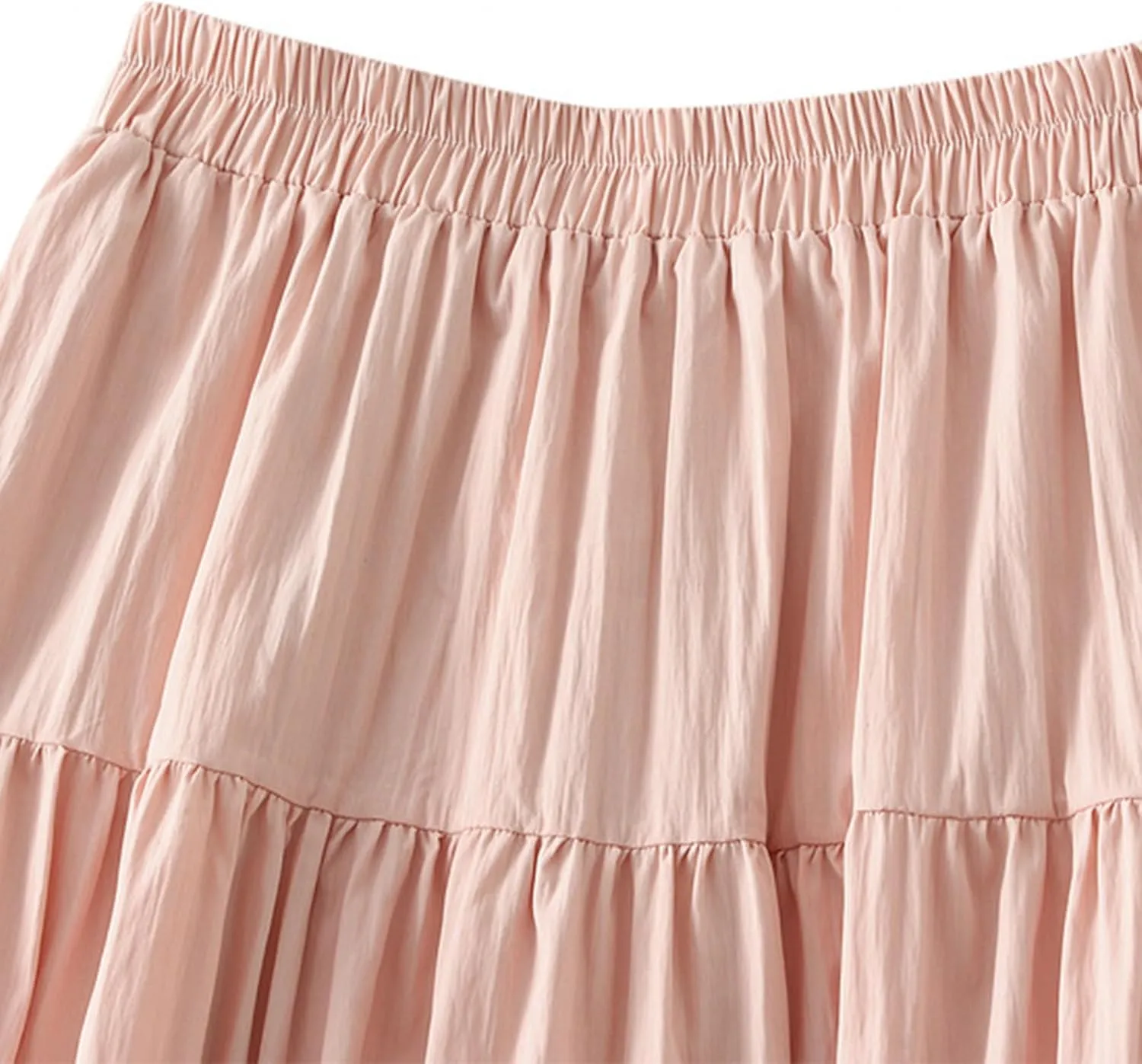 Women's Tiered Pleated Midi Skirt Summer High Waist Flowy A-Line Skirts Bohemian Ruffle Casual Vacation Beach Skirt