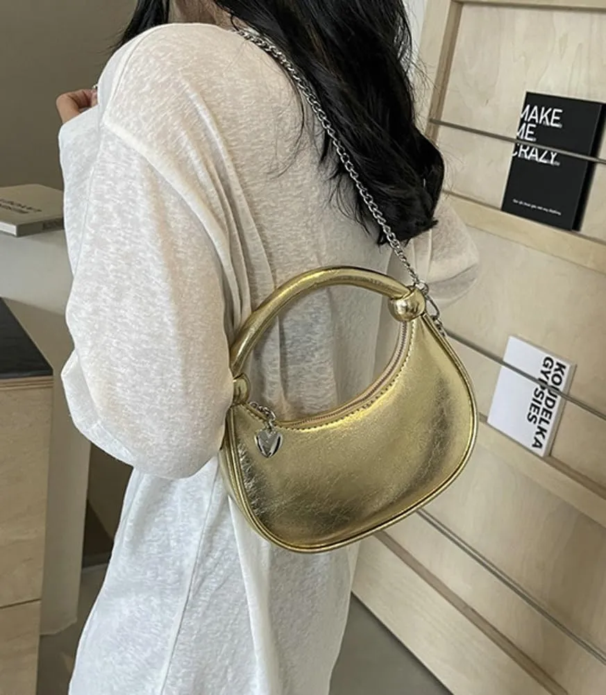 Women's Trendy Vegan Leather Dumpling Bag Love Pendant Handbag Casual Commuter Travel Cross Body Bag 2025
