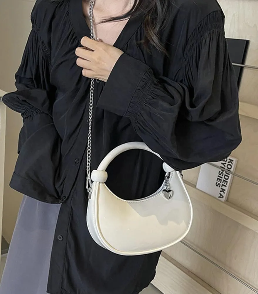 Women's Trendy Vegan Leather Dumpling Bag Love Pendant Handbag Casual Commuter Travel Cross Body Bag 2025