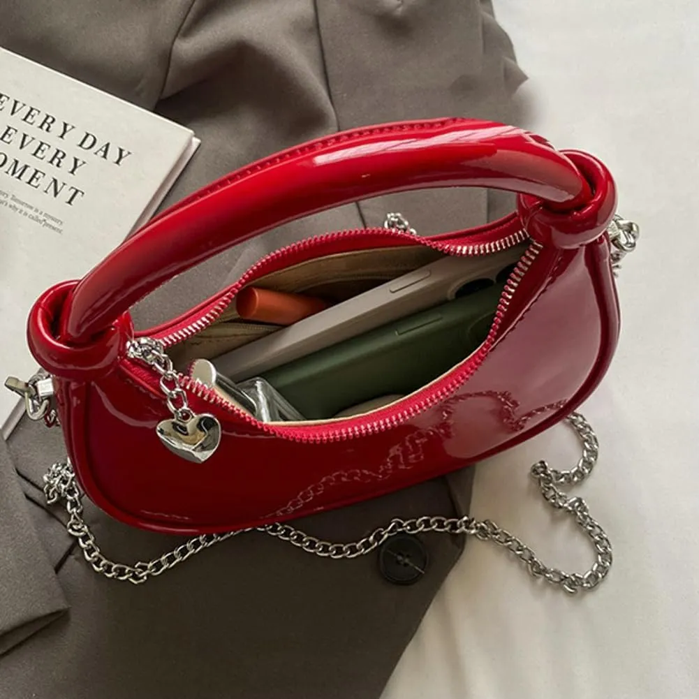 Women's Trendy Vegan Leather Dumpling Bag Love Pendant Handbag Casual Commuter Travel Cross Body Bag 2025