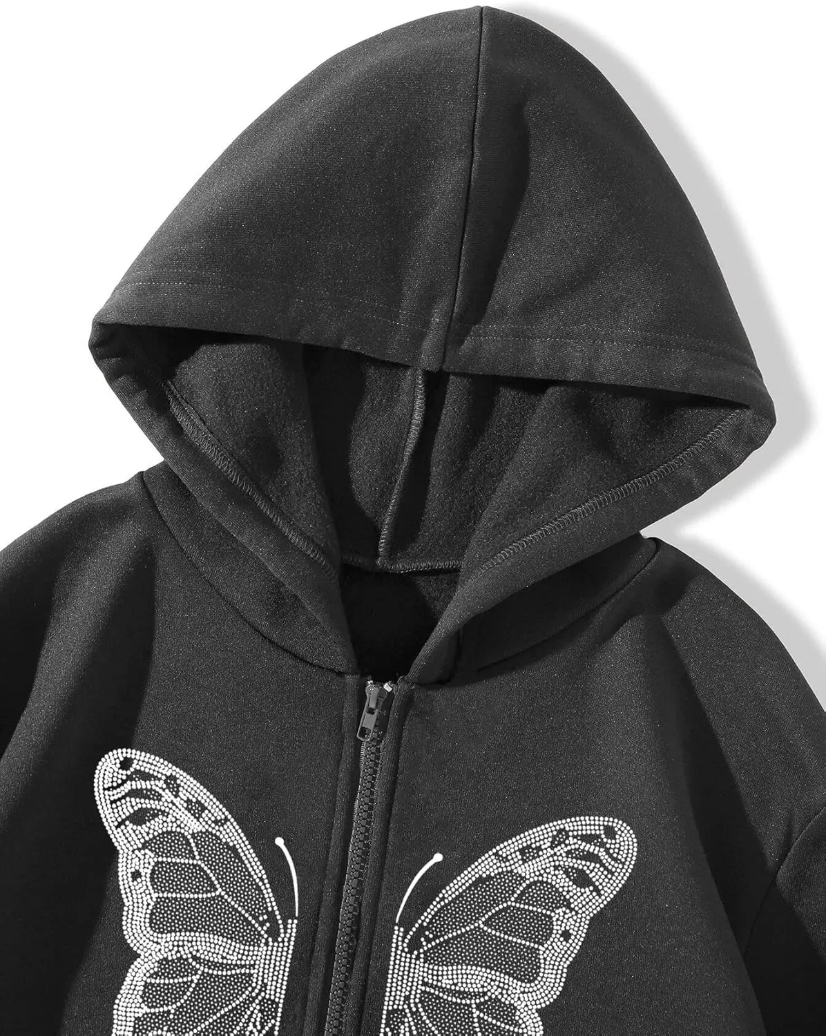Women's Y2K Zip Up Hoodie Grunge Butterfly Print Sweatshirt Graphic Oversized Vintage Jacket with Pocket Clothing
