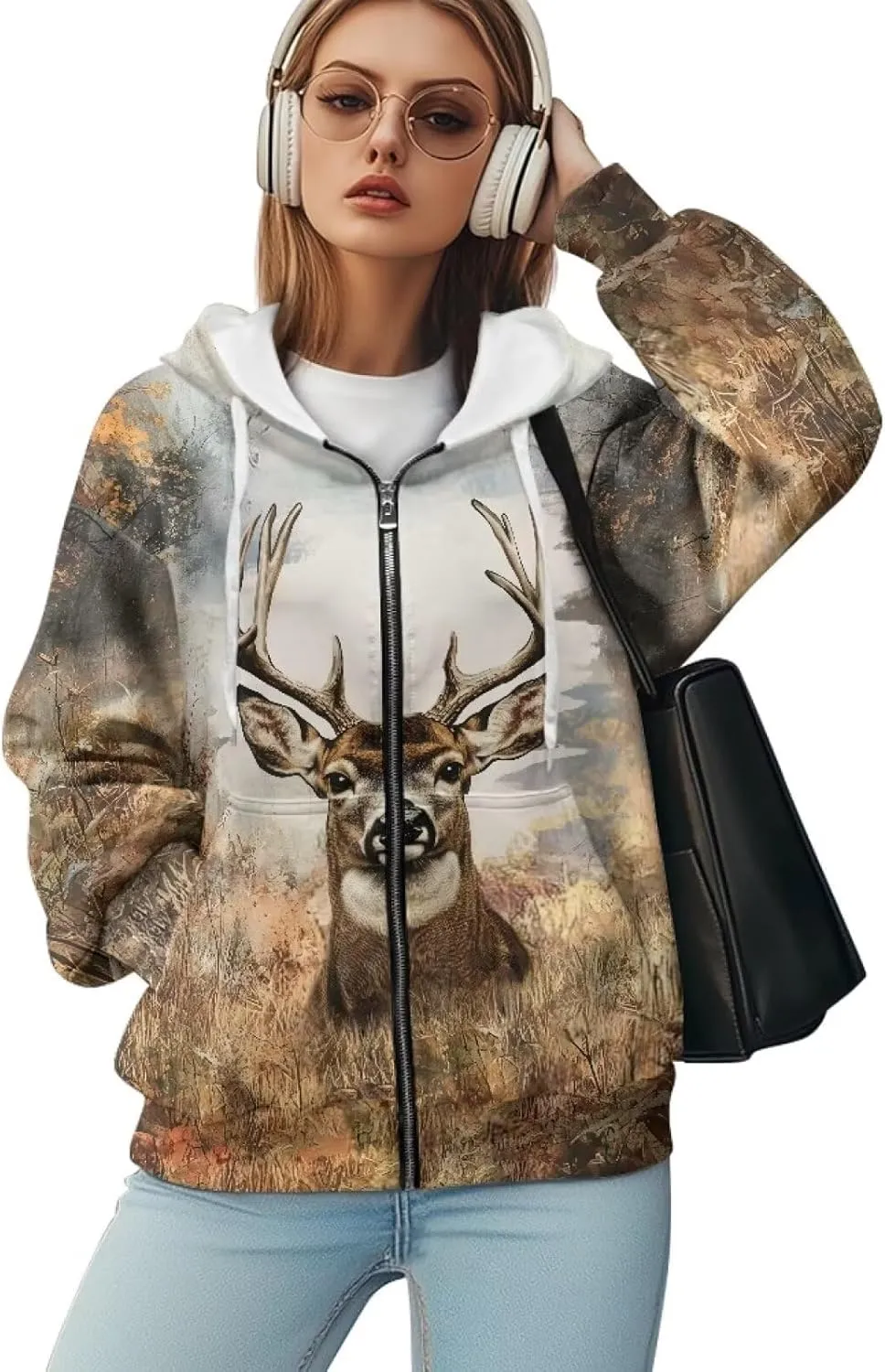 Womens Zip Up Hoodie Long Sleeve Fall Hooded Sweatshirts with Pockets Lightweight Jacket