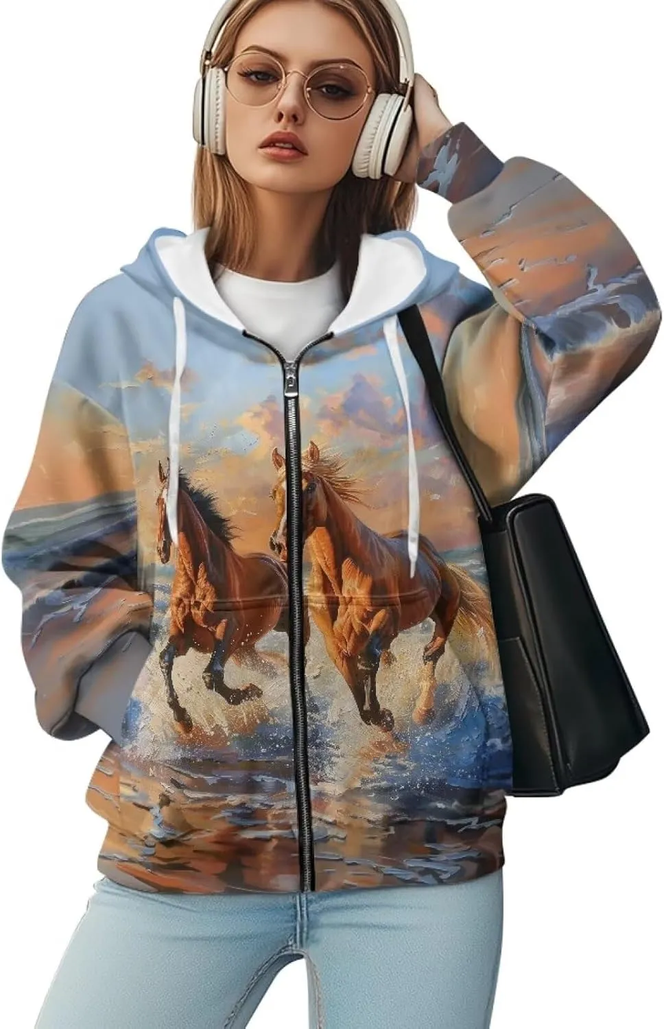 Womens Zip Up Hoodie Long Sleeve Fall Hooded Sweatshirts with Pockets Lightweight Jacket