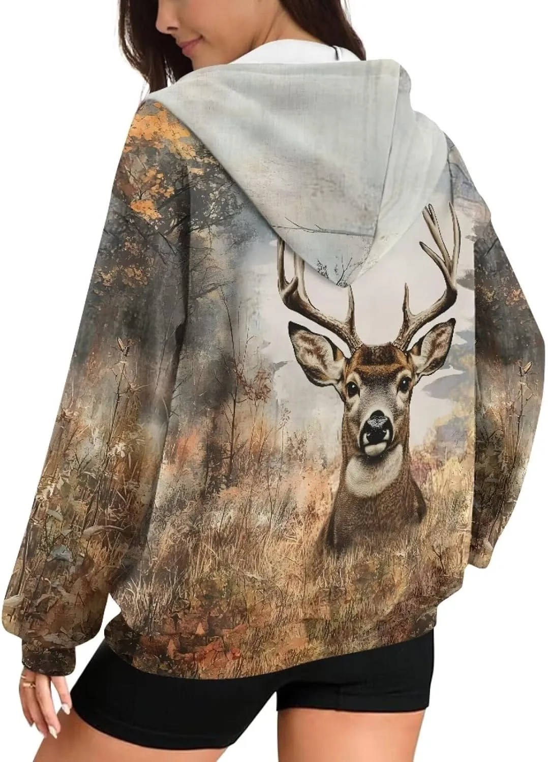 Womens Zip Up Hoodie Long Sleeve Fall Hooded Sweatshirts with Pockets Lightweight Jacket