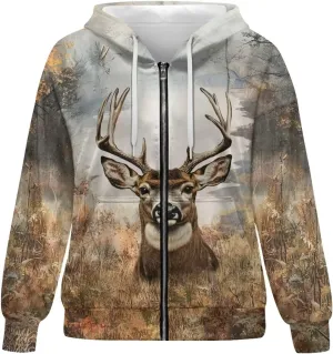Womens Zip Up Hoodie Long Sleeve Fall Hooded Sweatshirts with Pockets Lightweight Jacket