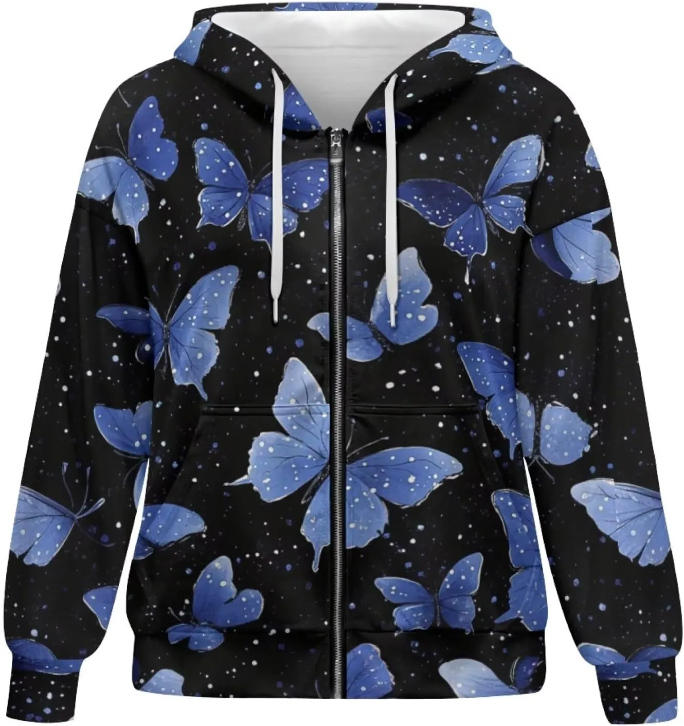 Womens Zip Up Hoodie Long Sleeve Fall Hooded Sweatshirts with Pockets Lightweight Jacket
