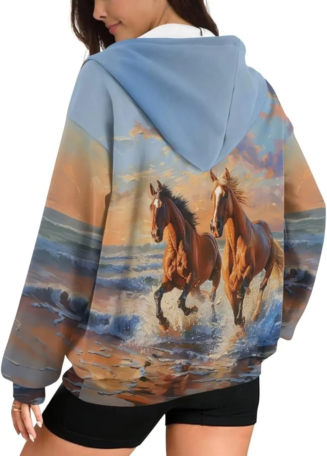 Womens Zip Up Hoodie Long Sleeve Fall Hooded Sweatshirts with Pockets Lightweight Jacket