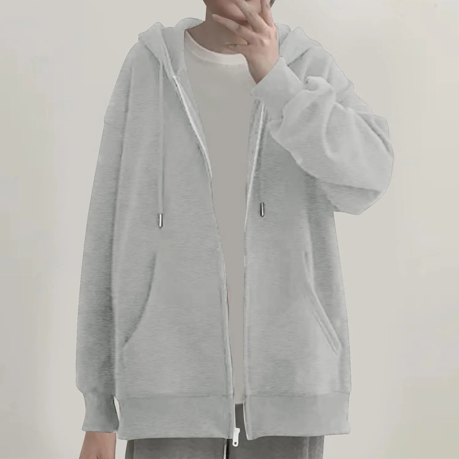 Womens Zip Up Hoodies 2024 Fall Winter Fashion Long Sleeve Hooded Sweatshirt Oversized Fleece Jacket with Pockets