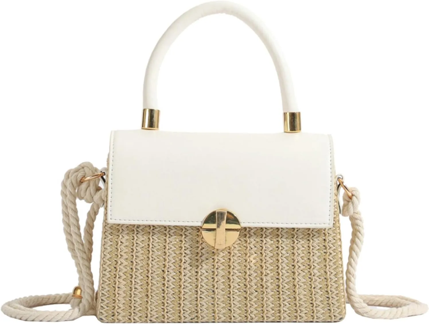 Woven PU Crossbody Bag Handle Satchel Women Stylish Commuter Handbag Versatile Shoulder