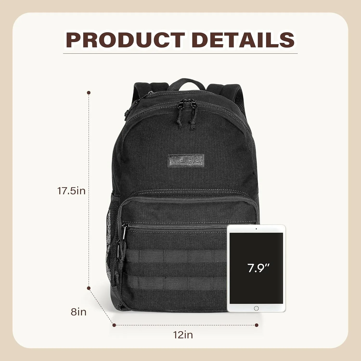 Wrangler Backpack for Men and Women, Casual Daypack for Travel, Work School, Laptop Backpack with Notebook Sleeve
