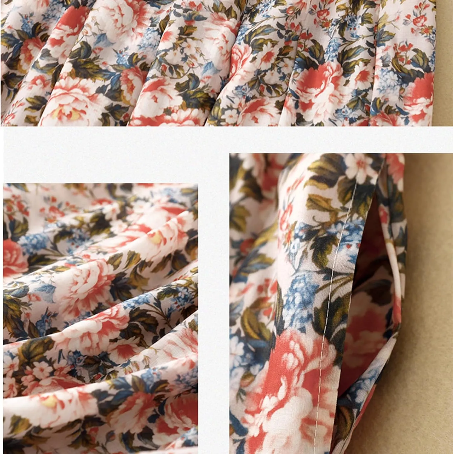 Xiaojmake Flowy Bohemian Skirt for Women Midi Length Elastic High Waist Ruffle A-Line Beach Skirt with Pockets 2024 Trendy