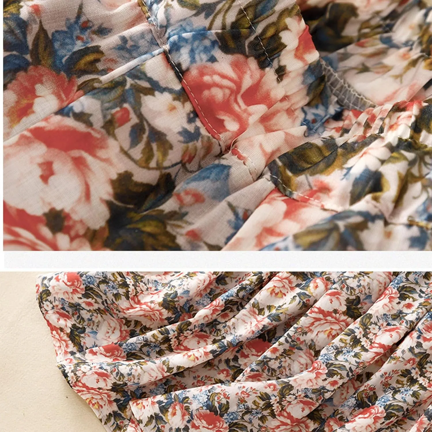 Xiaojmake Flowy Bohemian Skirt for Women Midi Length Elastic High Waist Ruffle A-Line Beach Skirt with Pockets 2024 Trendy
