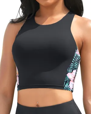 Yonique Women High Waisted Bikini Two Piece Swimsuit Crop Bathing Suits Sporty Swimwear Bikini Set