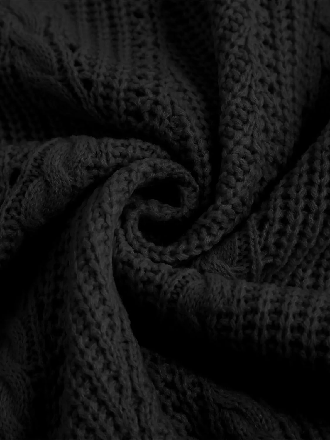 ZAFUL Womens Cable Knit Cardigan Button Down Crew Neck Sweater Loose Long Sleeve Open Front Jacket Outwear