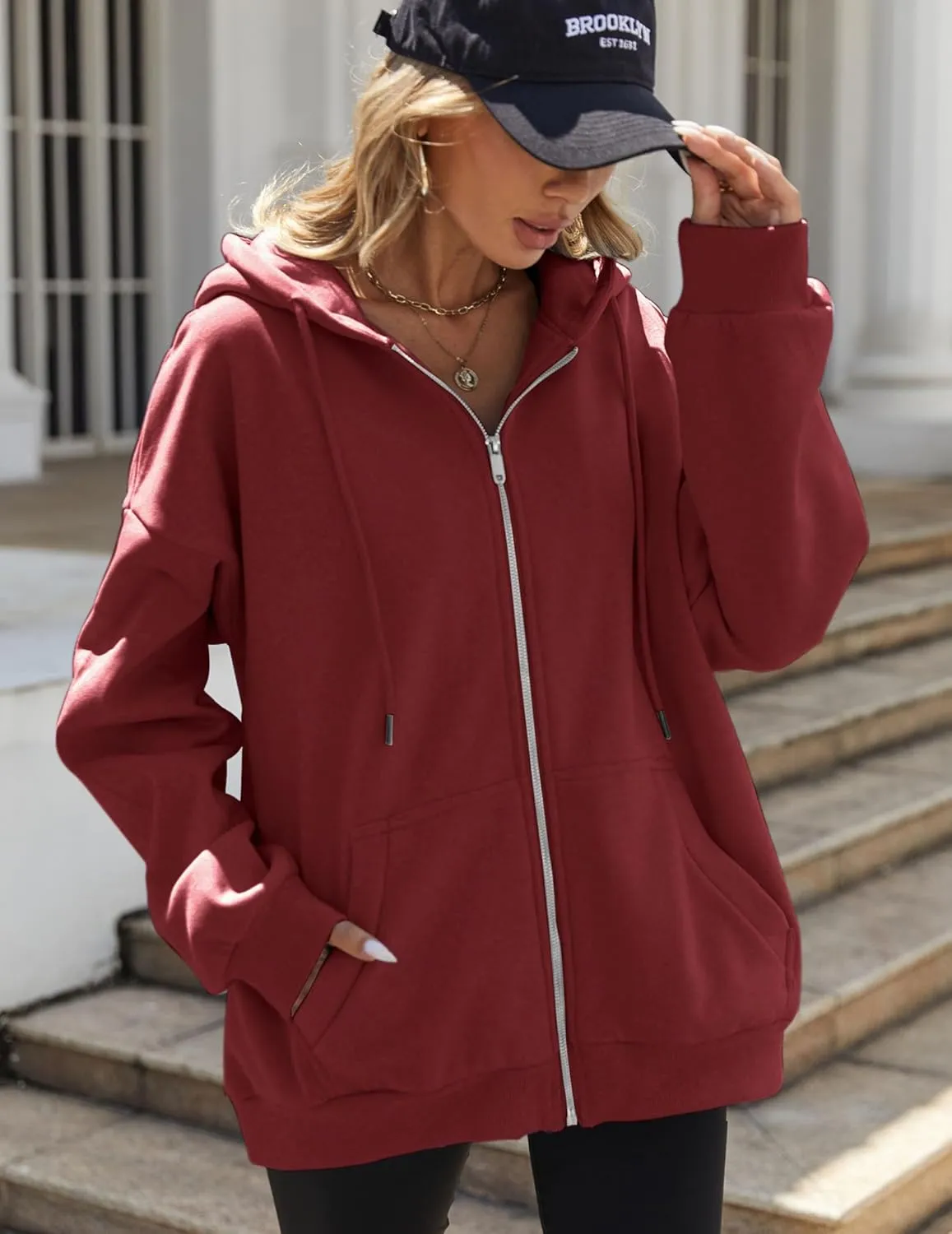 Zeagoo Women's Oversized Zip Up Hoodies Fleece Jacket Casual 2025 Fall Winter Sweatshirts Y2K Hoodies