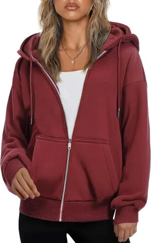 Zeagoo Women's Oversized Zip Up Hoodies Fleece Jacket Casual 2025 Fall Winter Sweatshirts Y2K Hoodies